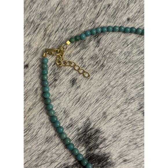 Native Sterling 925 Gold Beaded Navajo Pearl Turquoise Round Necklace 16”-18” - Picture 6 of 11